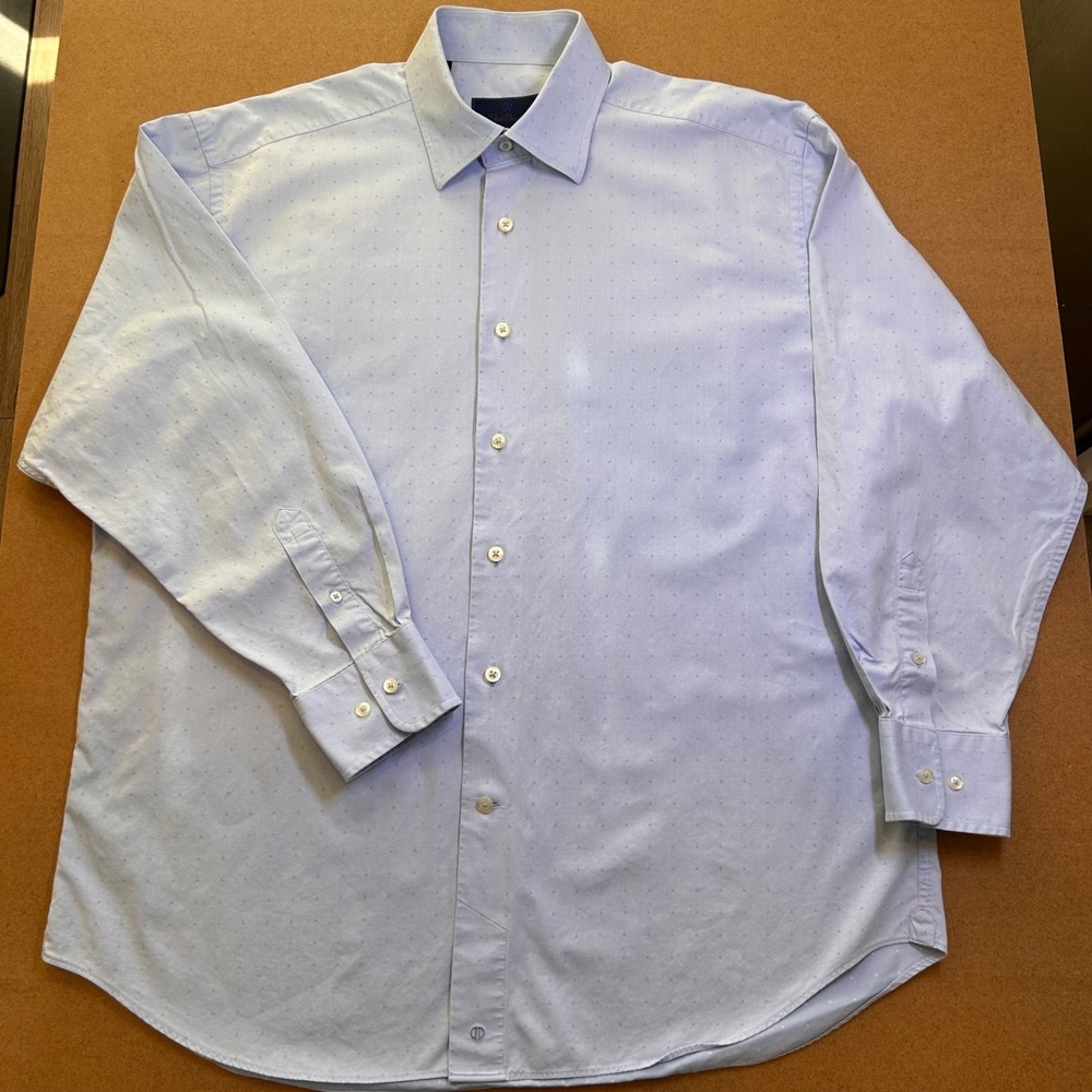 David Donahue Dress Shirt Button Up 100% Cotton Light Blue Mens 16, 32/33 - Picture 2 of 12